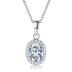 Certified 1ct. t.w. Moissanite oval halo Necklace